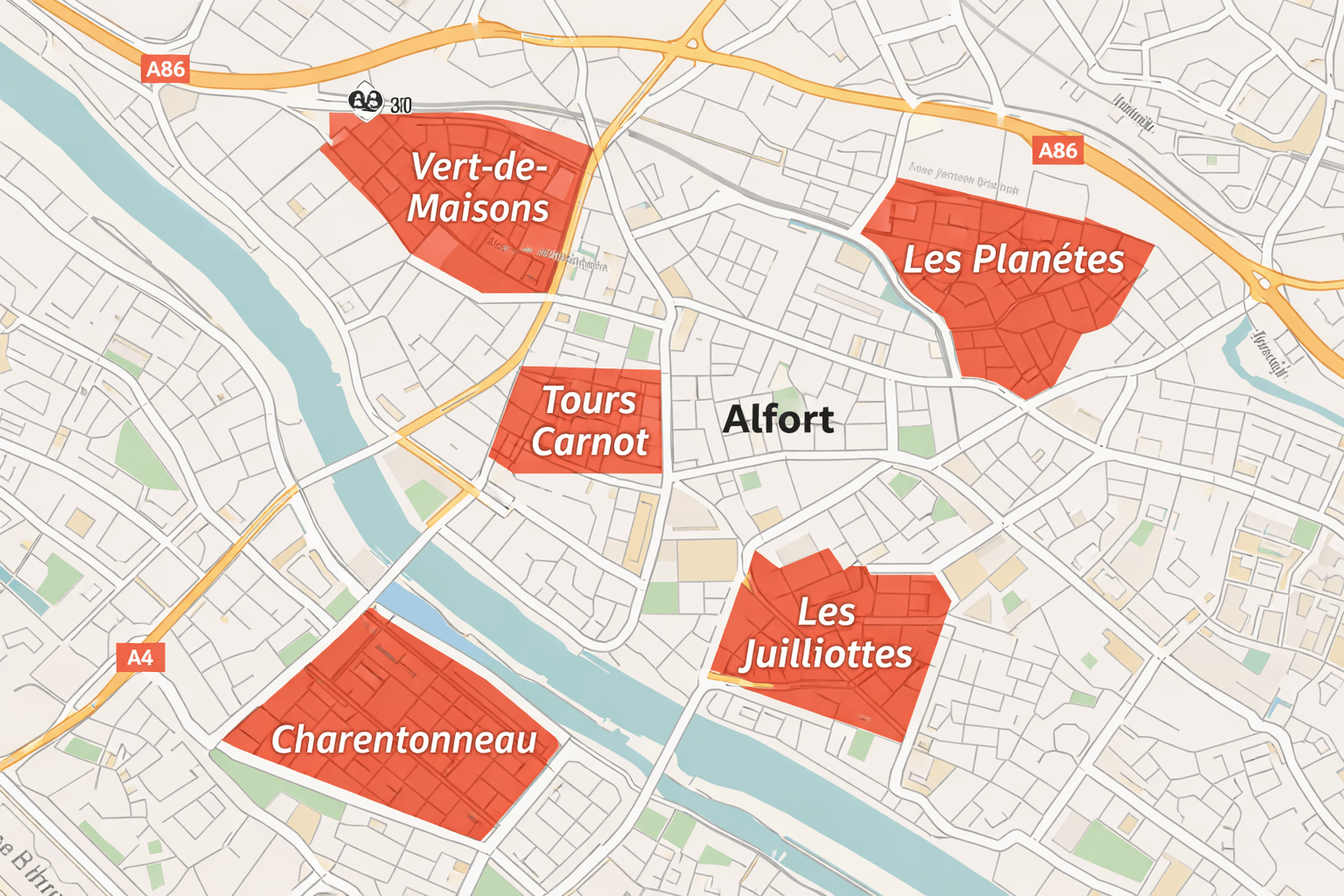 Secteurs dangereux Maisons-Alfort