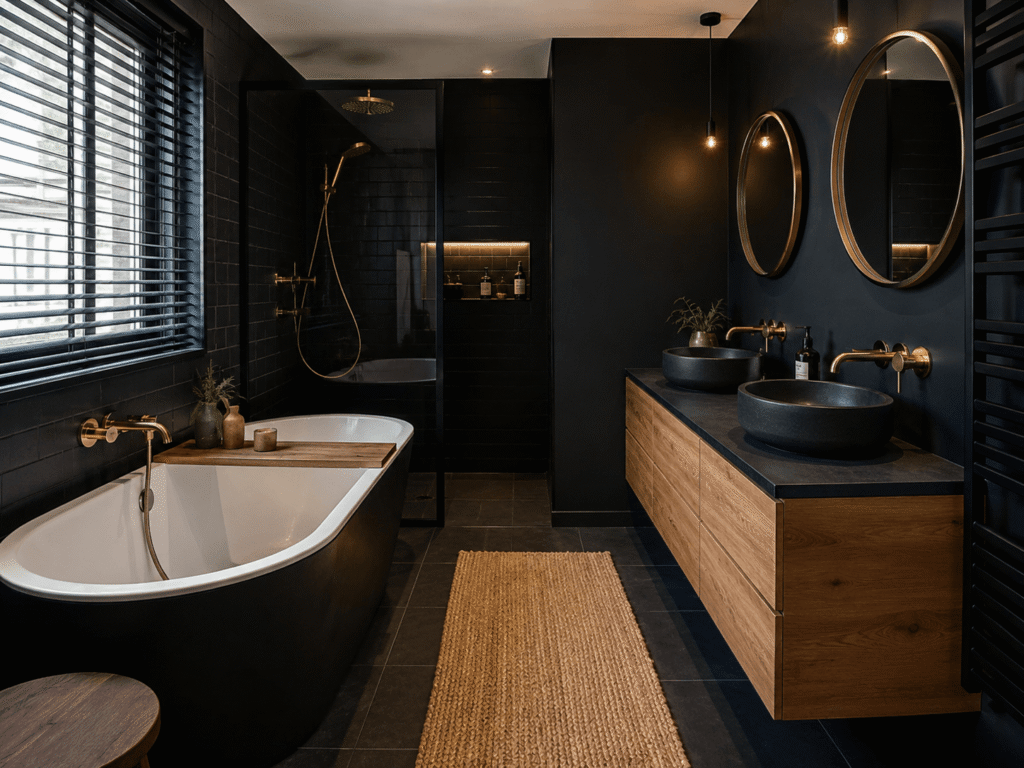 Salle de bain noire